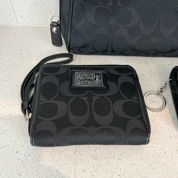 Coach Monogram Cosmetic Bag Wallet Bundle Black - Picture 2 of 11